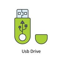 USB rit vector vullen schets pictogrammen. gemakkelijk voorraad illustratie voorraad