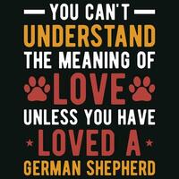 Duitse herder of honden typografie t-shirt ontwerp vector