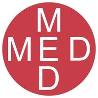 logo med kruis, medica Gezondheid, symbool d, zorg geneeskunde teken vector