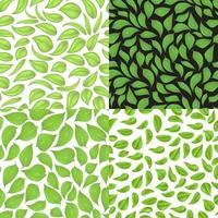 set van naadloze patronen van bladeren in verschillende stijlen. vector