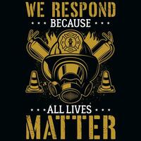 brandweerman grafiek t-shirt ontwerp vector