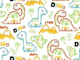 vector naadloos patroon van dinosaurussen tekenfilm, prehistorisch elementen illustratie