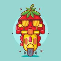 schattig tomaat fruit karakter mascotte rijden scooter motorfiets geïsoleerd tekenfilm in vlak stijl ontwerp vector