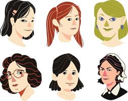 reeks van verschillend Dames avatars. vector illustratie in tekenfilm stijl.