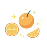 schattig oranje illustratie. vector hand- getrokken tekenfilm icoon illustratie. oranje fruit in tekening stijl. geïsoleerd Aan wit achtergrond. vlak desogn