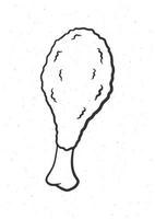tekening illustratie van gefrituurd kip been vector