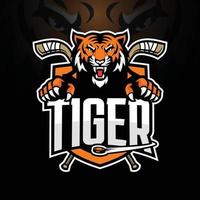 tijger mascotte ijs hockey logo ontwerp vector