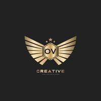 ov brief eerste met Koninklijk luxe logo sjabloon vector