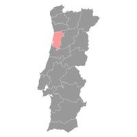 aveiro kaart, wijk van Portugal. vector illustratie.