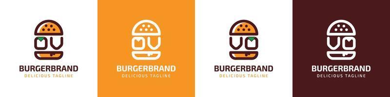 brief ov en vo hamburger logo, geschikt voor ieder bedrijf verwant naar hamburger met ov of vo initialen. vector