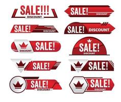 verkoop rode banner promotie tag ontwerp voor marketing vector