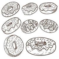 handgetekend donuts vector illustratie