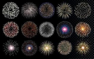 vuurwerk realistisch vector illustratie. vieren, verjaardag en nieuw jaar decoraties.