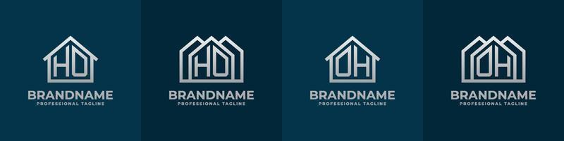brief ho en Oh huis logo set. geschikt voor ieder bedrijf verwant naar huis, echt landgoed, bouw, interieur met ho of Oh initialen. vector