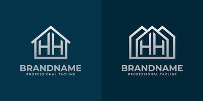 brief hh huis logo set. geschikt voor ieder bedrijf verwant naar huis, echt landgoed, bouw, interieur met hh initialen. vector