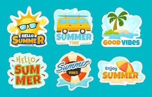 set zomer stickers vector