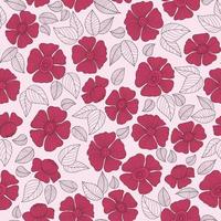 retro bloemen naadloos patroon met magenta groovy bloem Aan roze achtergrond. vector illustratie. esthetisch modern kunst hand- getrokken voor behang, ontwerp, textiel, verpakking, decor.