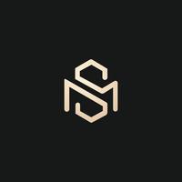 luxe en modern sm brief logo ontwerp vector