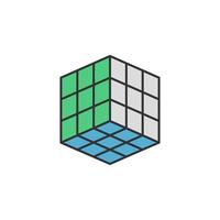 kubus 3d virtueel realiteit gekleurde vector icoon