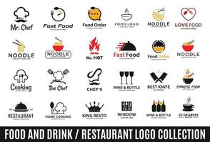 logo-collectie voor eten of restaurant vector