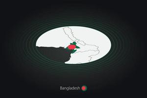 Bangladesh kaart in donker kleur, ovaal kaart met naburig landen. vector