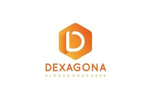 D Letter-Hexagon-logo vector