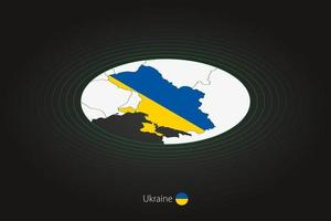 Oekraïne kaart in donker kleur, ovaal kaart met naburig landen. vector