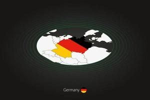 Duitsland kaart in donker kleur, ovaal kaart met naburig landen. vector