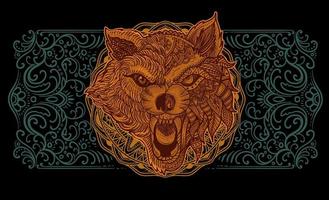 illustratie tribal wolf hoofd met wijnoogst gravure ornament perfect voor uw bedrijf en handelswaar vector