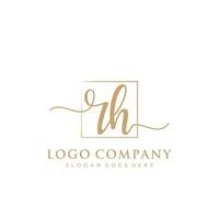 eerste rh vrouwelijk logo collecties sjabloon. handschrift logo van eerste handtekening, bruiloft, mode, juwelen, boetiek, bloemen en botanisch met creatief sjabloon voor ieder bedrijf of bedrijf. vector