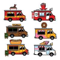 voedsel vrachtauto tekenfilm in reeks vector