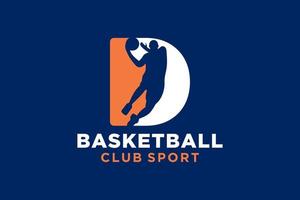 eerste brief d basketbal logo icoon. mand bal logotype symbool. vector