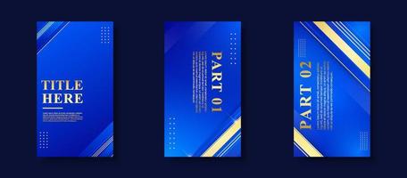 creatief verhaal pak achtergrond. kleurrijk, blauw gradatie luxe. gouden en elegant strepen vector