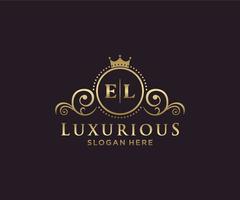 eerste el brief Koninklijk luxe logo sjabloon in vector kunst voor restaurant, royalty, boetiek, cafe, hotel, heraldisch, sieraden, mode en andere vector illustratie.