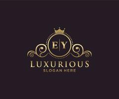 eerste ey brief Koninklijk luxe logo sjabloon in vector kunst voor restaurant, royalty, boetiek, cafe, hotel, heraldisch, sieraden, mode en andere vector illustratie.