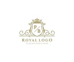 eerste pb brief luxueus merk logo sjabloon, voor restaurant, royalty, boetiek, cafe, hotel, heraldisch, sieraden, mode en andere vector illustratie.