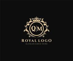 eerste qm brief luxueus merk logo sjabloon, voor restaurant, royalty, boetiek, cafe, hotel, heraldisch, sieraden, mode en andere vector illustratie.