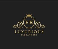 eerste eh brief Koninklijk luxe logo sjabloon in vector kunst voor restaurant, royalty, boetiek, cafe, hotel, heraldisch, sieraden, mode en andere vector illustratie.