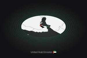 Verenigde Arabisch emiraten kaart in donker kleur, ovaal kaart met naburig landen. vector