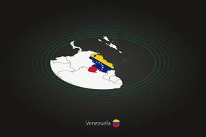 Venezuela kaart in donker kleur, ovaal kaart met naburig landen. vector