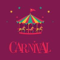 carnaval kaart met carrousel met paarden vector