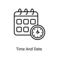 tijd en datum vector schets pictogrammen. gemakkelijk voorraad illustratie voorraad