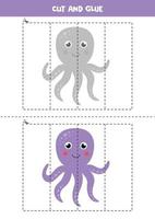 knip en lijm spel voor kinderen. schattige cartoon octopus. vector