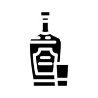 whisky glas fles glyph icoon vector illustratie