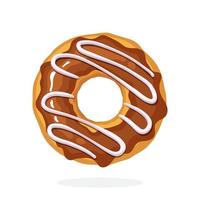donut met chocola glazuur en karamel vector