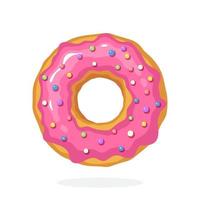 donut met roze glazuur en gekleurde suiker dragees vector