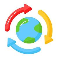 wereld wereldbol met recycling pijlen tonen concept icoon van eco recyclen, gemakkelijk naar gebruik vector