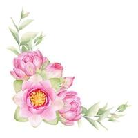 roze bloemen lotus. waterverf illustratie. een slinger van lotus bloemen. krans van Chinese water lelie. ontwerp voor uitnodigingen, opslaan de datum, kaarten andere artikelen. vector