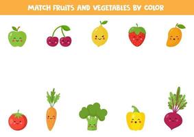 match groenten en fruit op kleur. spel voor kinderen. vector