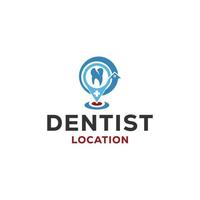 tandheelkundig of dentis logo met pin plaats icoon ontwerp sjabloon vector